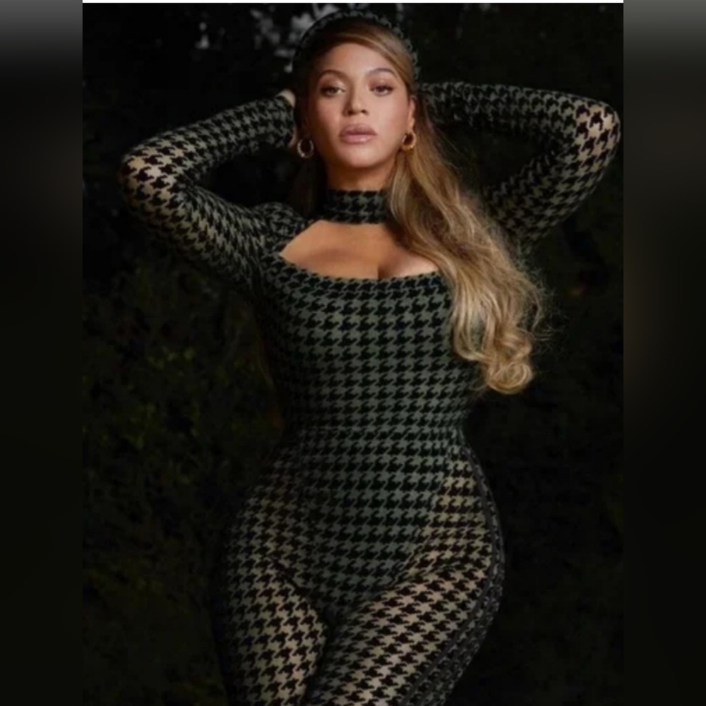 NWT Adidas x lvy Park Jumpsuit, Catsuit Green & Black Houndstooth Beyonce